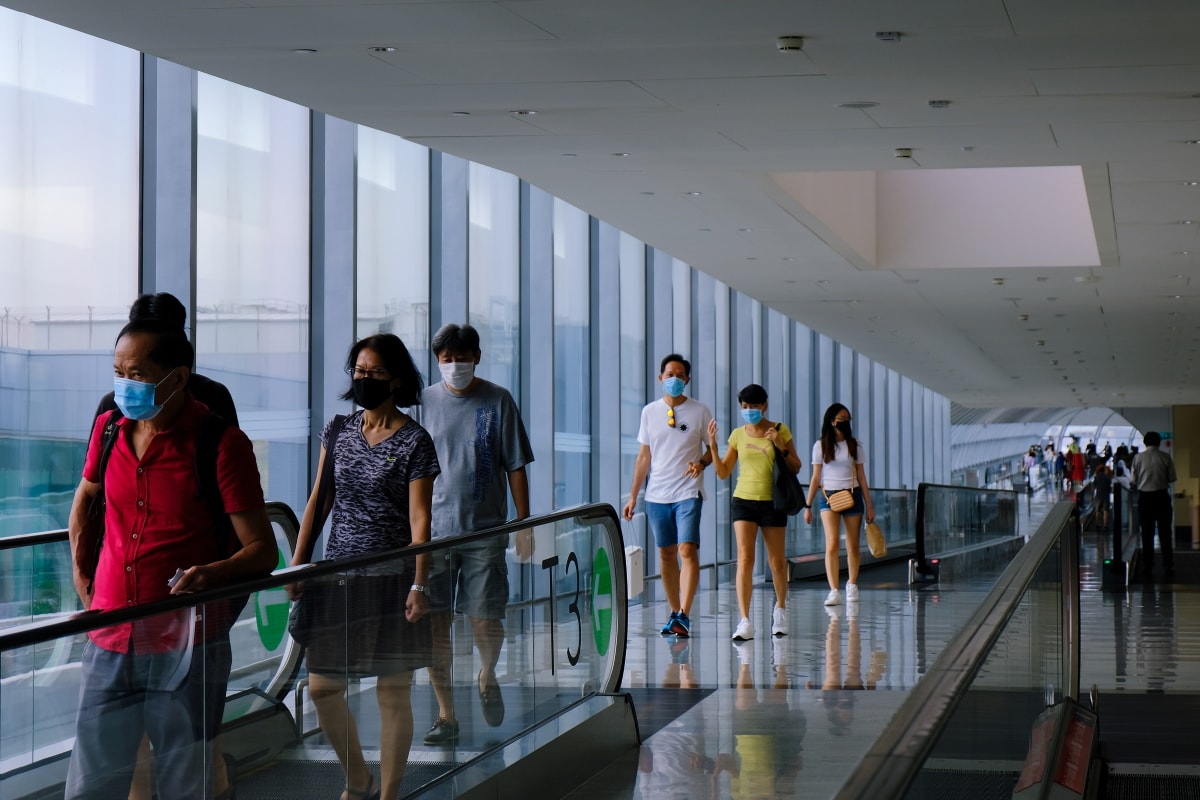 Flughafen Singapur, weniger asiatische Fluggesellschaften landen aufgrund des Coronavirus